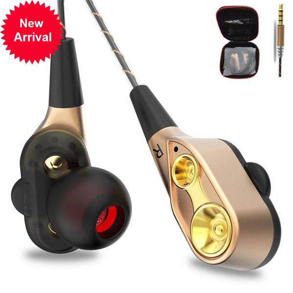 

super bass sound earphone dual unit stereo wired headphone earphones with microphone headset for computer mp3 smartphone samsung