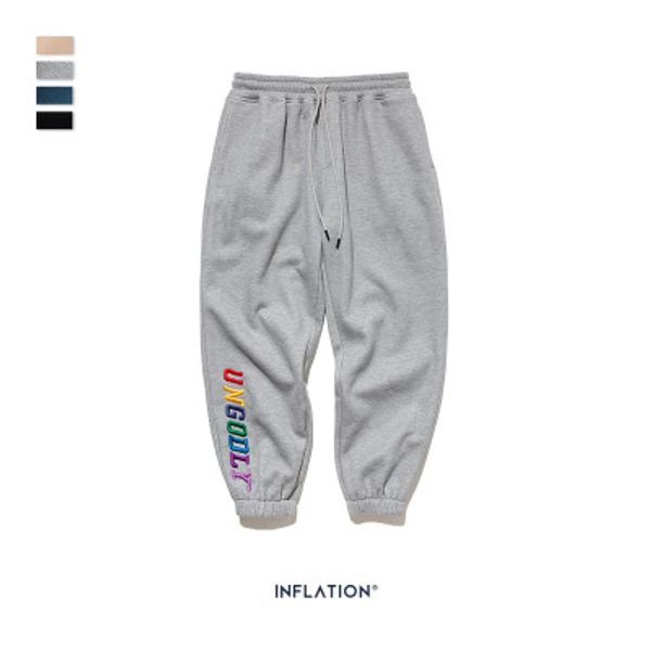 

men designer pants personalized three-dimensional english embroidery stretch beam elasticated waist elastic trousers trend 2020 clothing, Black