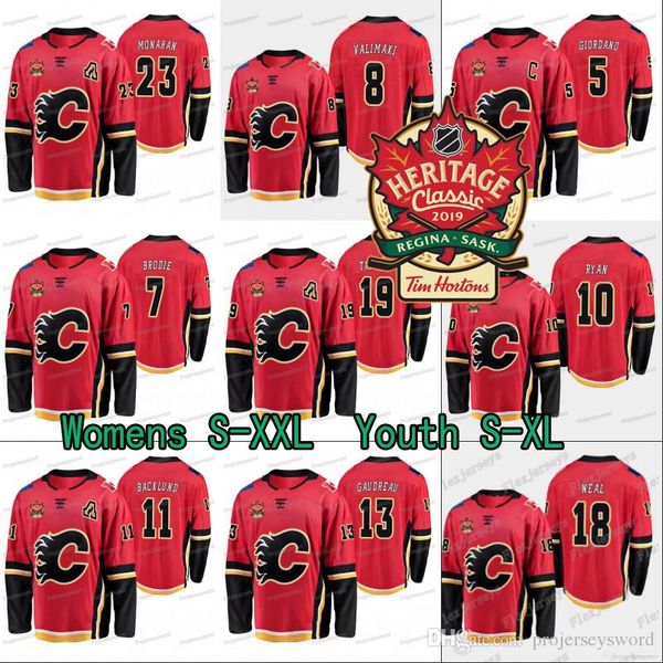 

Lady and Youth Calgary Flames Mark Giordano 2019 Heritage Classic Jersey T. J. Brodie Mikael Backlund Johnny Gaudrea Matthew Tkachuk Sean