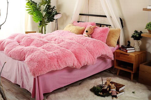 Pink Purple Grey Coffee Red Color Queen Size Bedding Set Thick