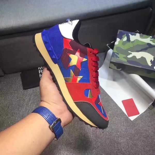 

2019 sell man woman casual shoes outdoors fashion designer camouflage superstar rivets sneaker with box size:35-46, Black