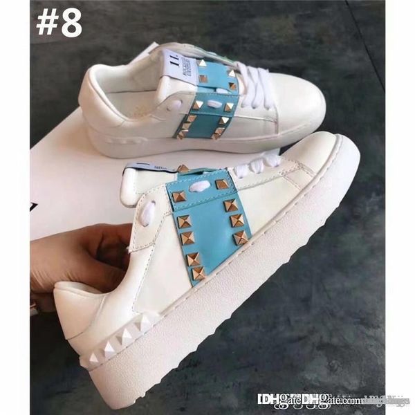 

2018 valent men shoes white leather open sneaker with blue band ny0s0830 blu g62 trainers sneakers shoes with box