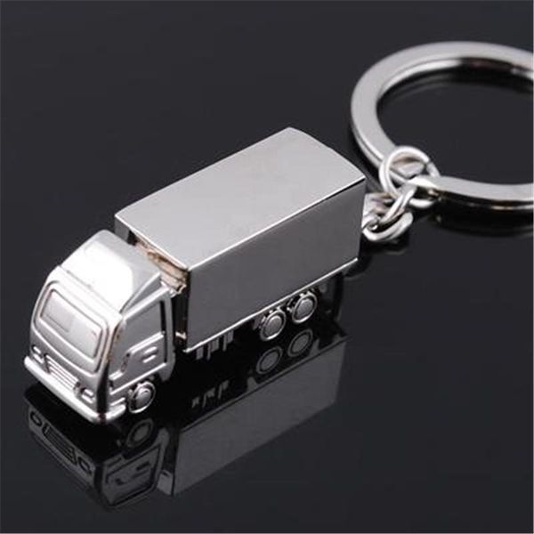 12 pçs / lote legal mini caminhão chaveiro chaveiro modelo modelo símbolo anel de prata chaveiro keyring keyfob titular novo saco pingente pingente charme jóias