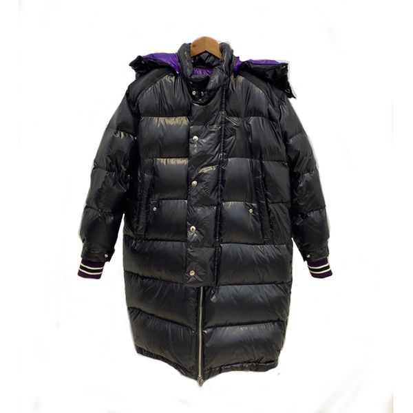 

men women style down parkas jacket loose long winter outdoor clothing thick warm clothing 2019 new ski suit european authentic splice 16z, Black