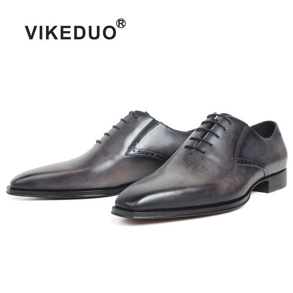 

vikeduo black gray patina handmade oxford shoes for men genuine cow leather blake custom made wedding office dress men's shoes