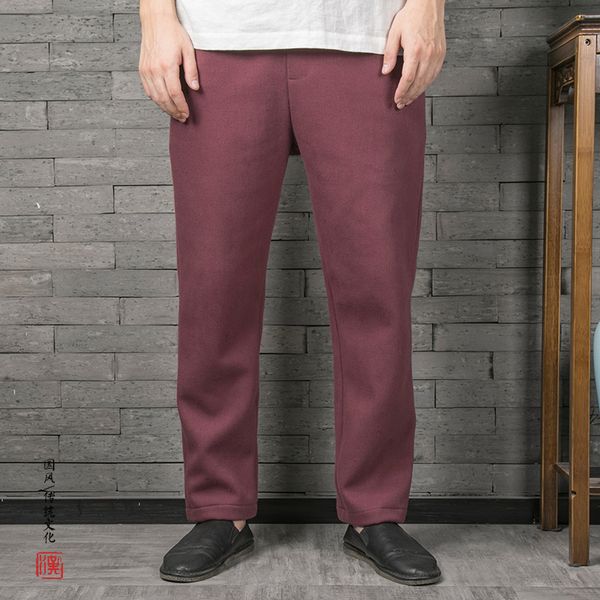 

mixcubic 2019 autumn korean style simple warm thicken linen pants men casual loose warm plus velvet linen pants men,m-4xl, Black