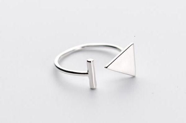 

small 1pc tinny 100% authentic real.925 sterling silver fine jewelry triangle &bar geometric finger ring gtlj1437, Golden;silver