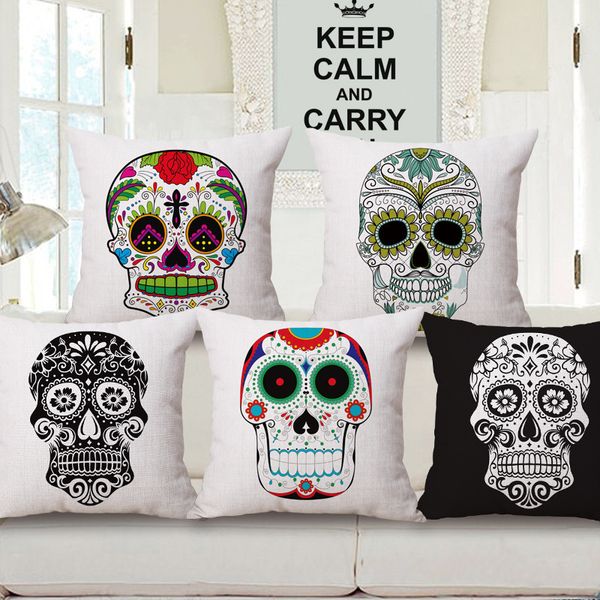 

human skeleton head cotton printing cushion set customize personality pillow