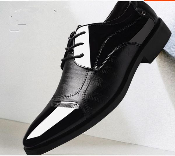 

men's shoes in spring and autumn low heel pointed end@01, Black