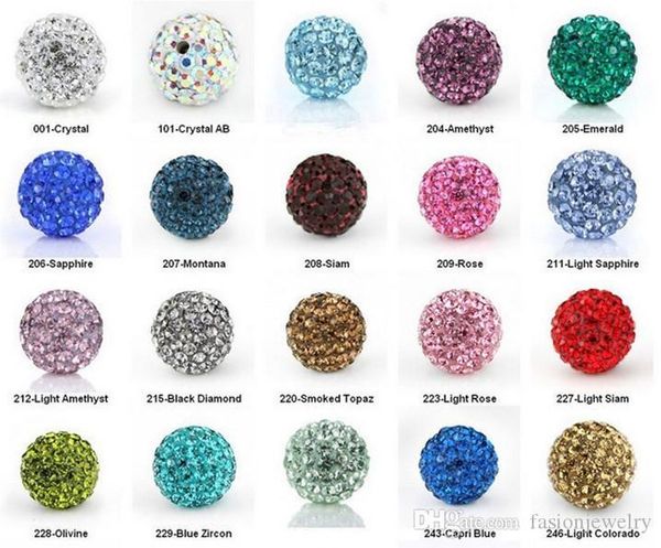 

300pcs/lot 10mm can choose color mix micro pave cz disco crystal crystal bead bracelet necklace beads.good rhinestone diy loose spacer