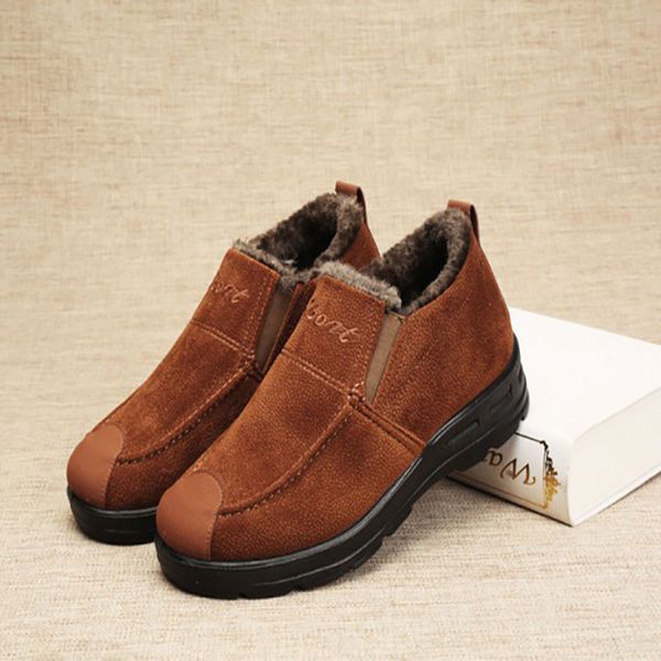 

2019 fashion men winter shoes warm waterproof ski boots old cotton shoes solid color snow boots plush inside antiskid bottom, Black
