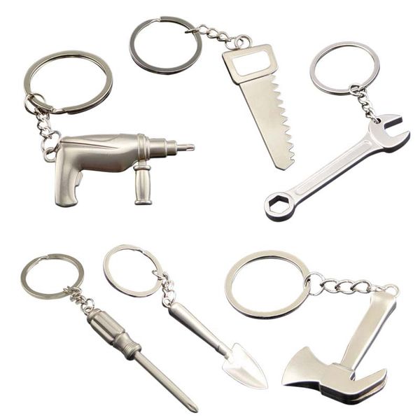 

useful creative tools simulation key chains key ring hammer chain wholesale tools keychain mini imitation keychain, Silver