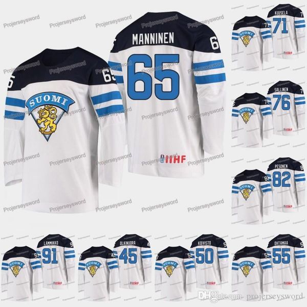 

Finland Sakari Manninen 2019 IIHF World Championship Jersey Niko Mikkola Kristian Kuusela Jere Sallinen Harri Pesonen Juho Lammikko Jerseys