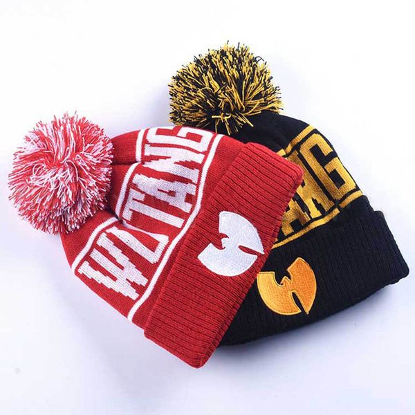 

wutang winter warm beanies hat casual hip hop knitted hats creative soft pom pon cap outdoor ski cap dhl an2628