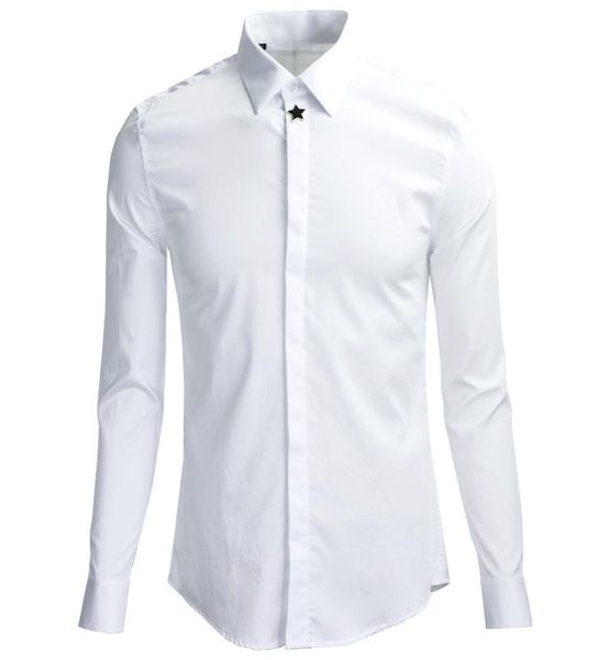 

cloth super beautiful workmanship metal five stars brand men's wear shirt male male shirt, White;black