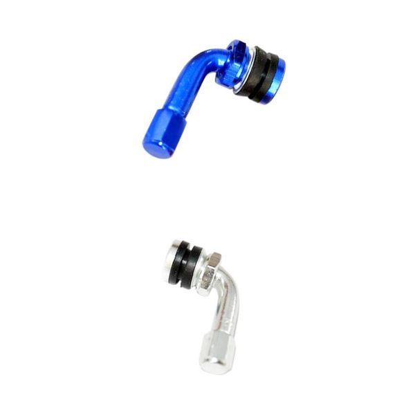 

universal motorcycle cnc aluminum wheel tire valves stem air tire cap 90 degree blue/silver