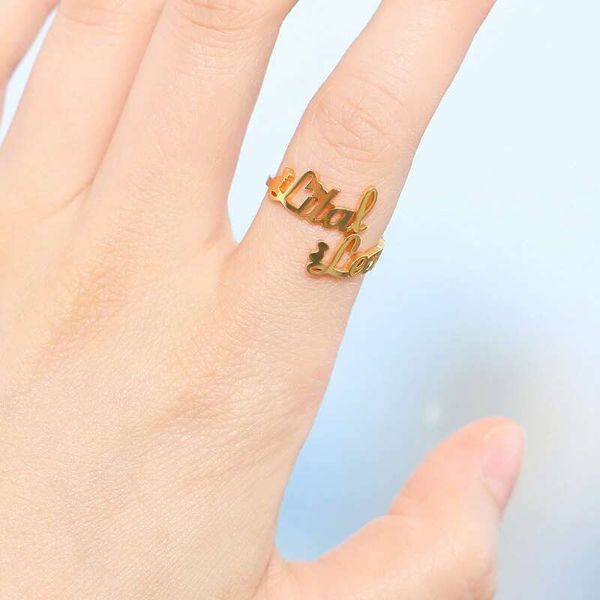 

custom name ring for women luxury designer customize letters rings stainless steel diy letter jewelry family friends couple gf love gift, Golden;silver