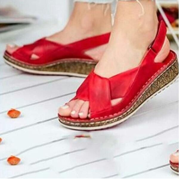 

women summer sandals peep toe low heels pumps wedges casual shoes woman vintage pu leather zapatos mujer chaussure femme hp1628, Black