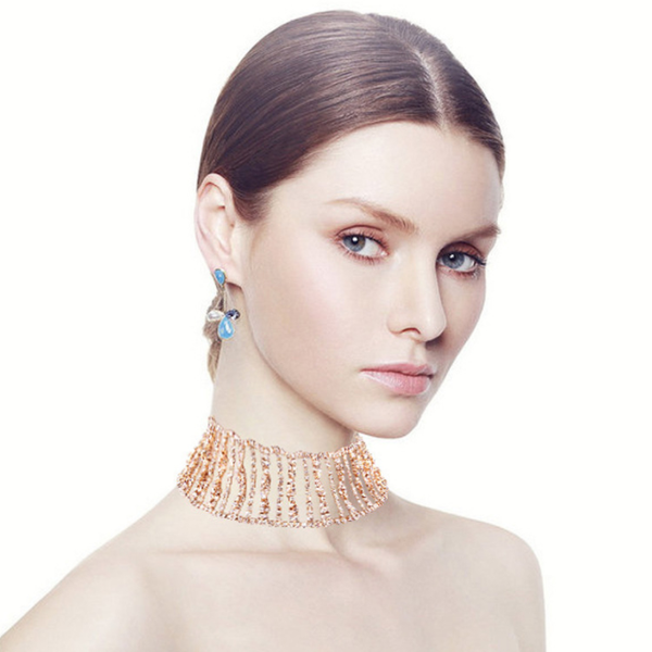 

fashion angel character rhinestone choker necklace for women statement jewelry neckchain gift elegant shining personality, Silver