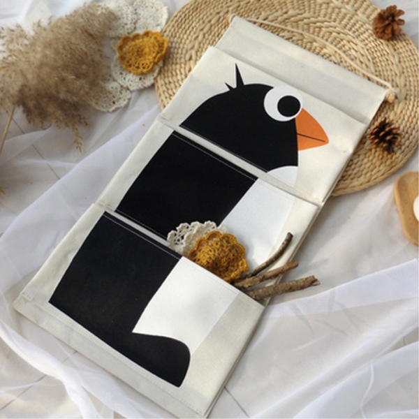 

3 pockets cartoon simple cotton linen hanging storage organizer wall hanging organizer for houseware office storage