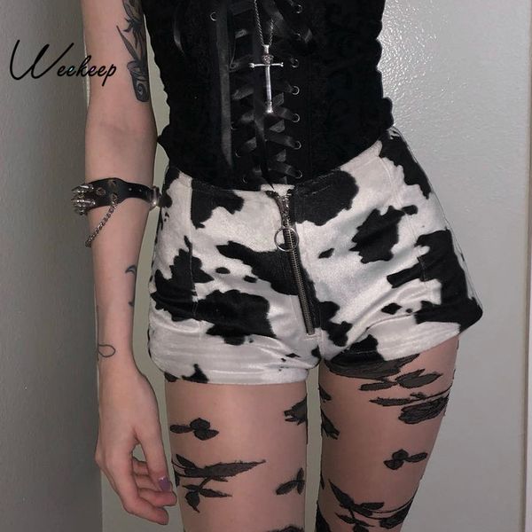 

weekeep fashion side button split shorts women's summer black patchwork high waist shorts 2020 streetwear feminino bottom, White;black