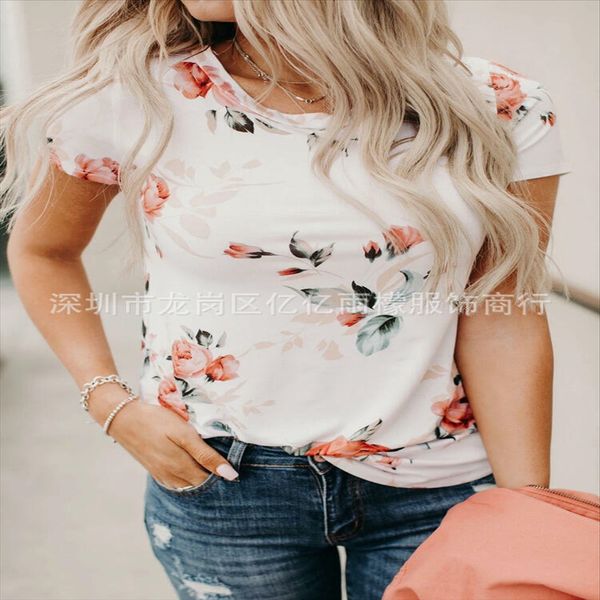 

2020 casual women's printing short-sleeved women 2020 casual women's t-shirt printing short-sleeved digital digital t-shirt women, White