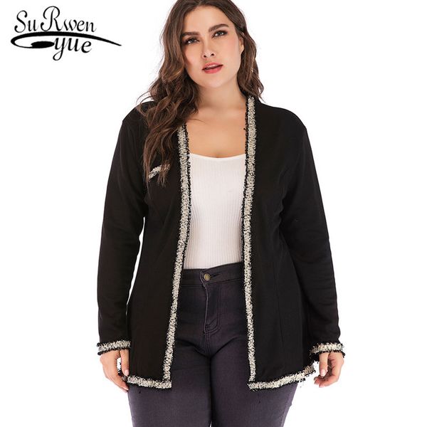 

plus size women's loose jacket coat solid black color long sleeve women jacket causal beading outwear women 2292 50, Tan;black