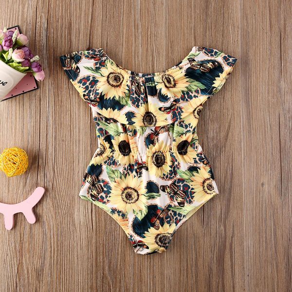 

toddler kids baby girls swimwear swimsuit bikini summer bathing suit ruffles beachwear sunflower princess one piece holiday