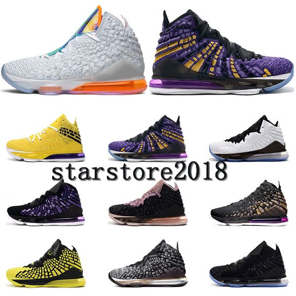 

2020 new sale lebron 17 men basketball shoes black white future air lakers yellow purple trainers athletic sneakers sports size 7-12