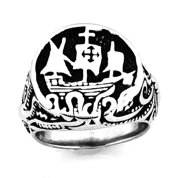 

fanssteel stainless steel punk vintage mens or womens jewelry sailing boat vessel ring seaman sailor ring fsr14w51, Silver