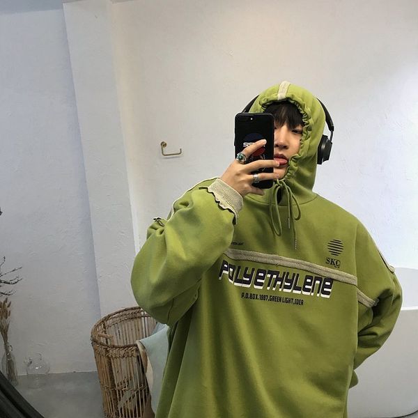 

2019 spring and summer new fashion trend korean version of the loose couple cotton harajuku hooded pullover hoodie sweatshirt, Black