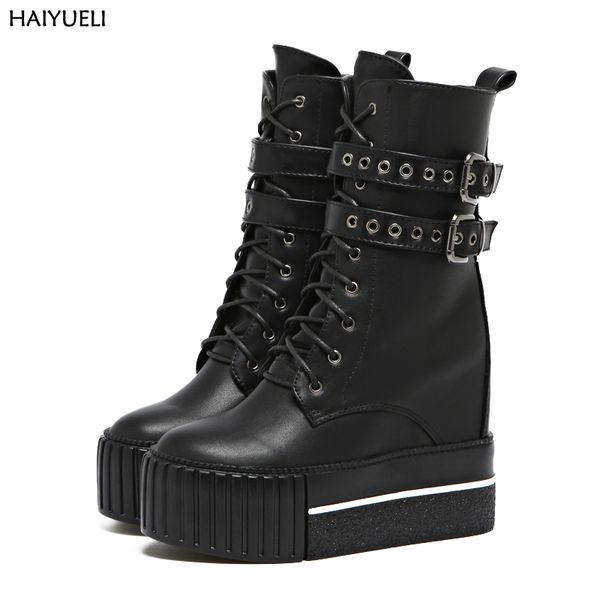 

womens high heel boots punk motorcycle boots women black platform wedge shoes women's high winter shoes for women