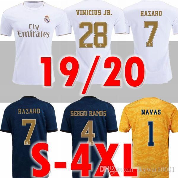 

3xl 4xl 2019 2020 real madrid home away soccer jerseys 19 20 hazard goalkeeper navas camiseta de fútbol modric bale football shirt camisa, Black