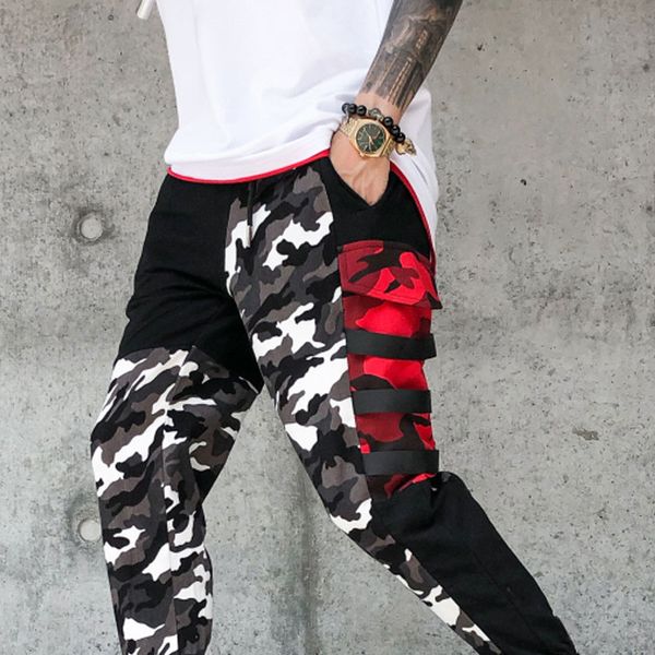 

militar camouflage pants cargo pants men hip hop harem camo jogger ins tactical streetwear high street male trouser, Black