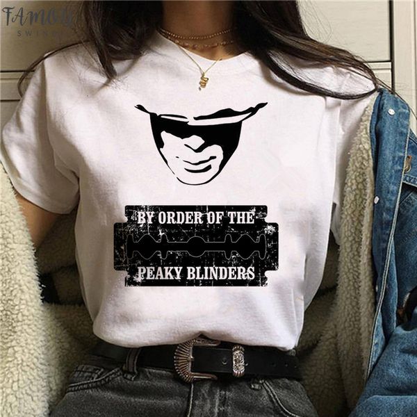

peaky blinders printing t shirt women white tshir harajuku female tshirt o neck korean styles tshirt tee