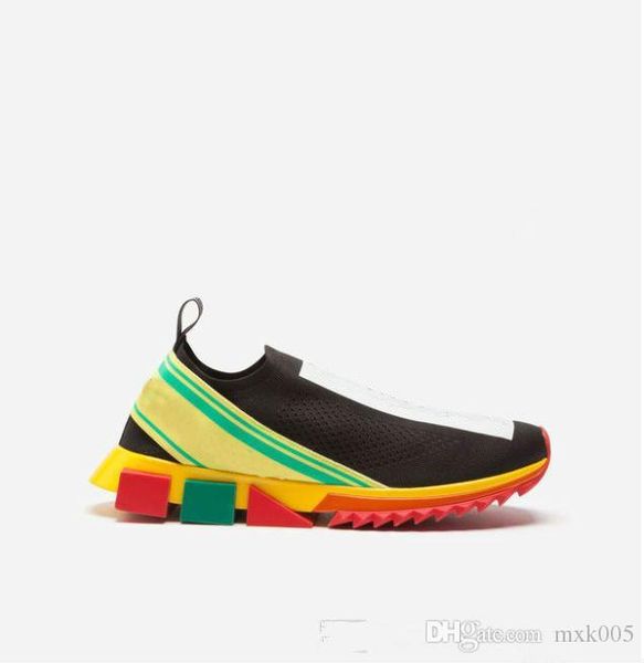 

men fabric stretch jersey sorrento slip-on sneaker designer lady two-tone rubber micro sole breathable casual shoes size 35-46 m0510, Black