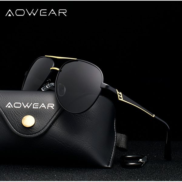

aowear aviation polarized sunglasses women brand designer pilot sun glasse driving goggles glasses for men / women gafas, White;black