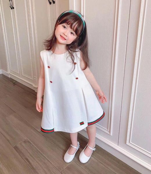 

y8180 2020 brand летнего платья новой девушка цвет рукавов соответствие полосатого платье кнопка пчелы принцесса дети день рождение, Red;yellow