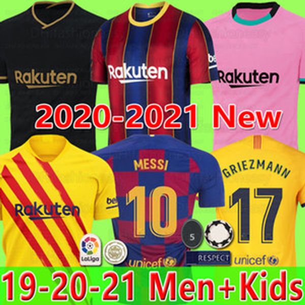 

2020 2021 barcelona soccer jersey home camisetas de fútbol men kids messi ansu fati football sets maillot de foot, Black;yellow