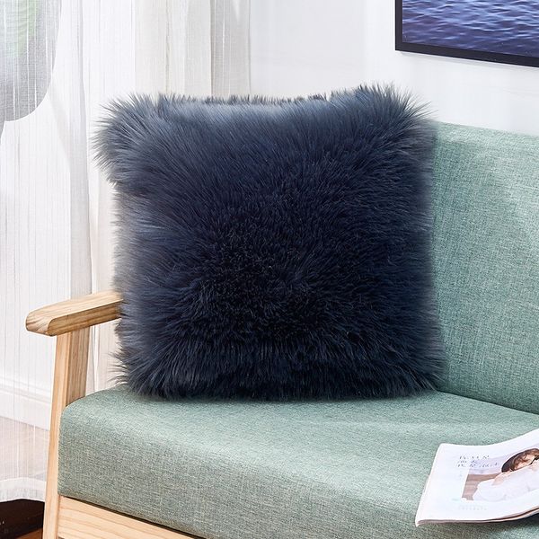 

40x40cm soft plush solid color pillow cover square design pillowcase home decoration car sofa pillow cushion covers for seat case