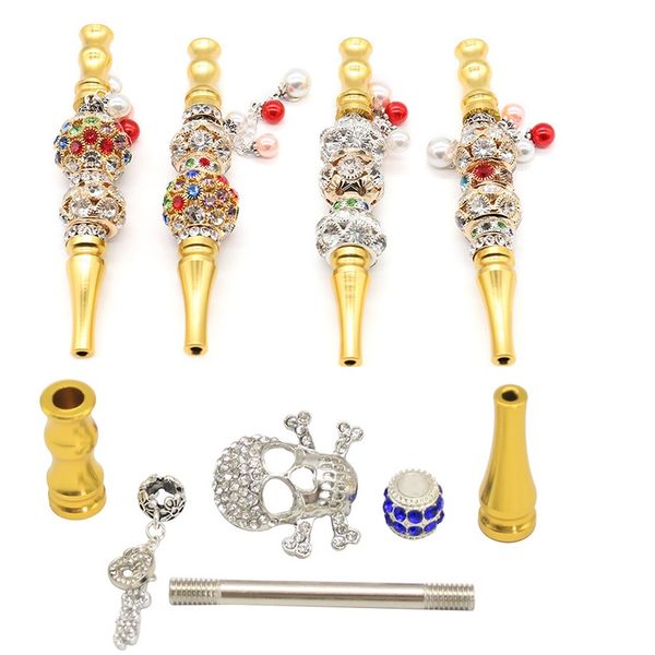 

Bling Handmade металла Кальян Мундштук Mouth Совет для арабских Подвеска Шиша Череп конусообразный фильтр Курительные принадлежности инкрустированные ювелирные изделия Алмазные