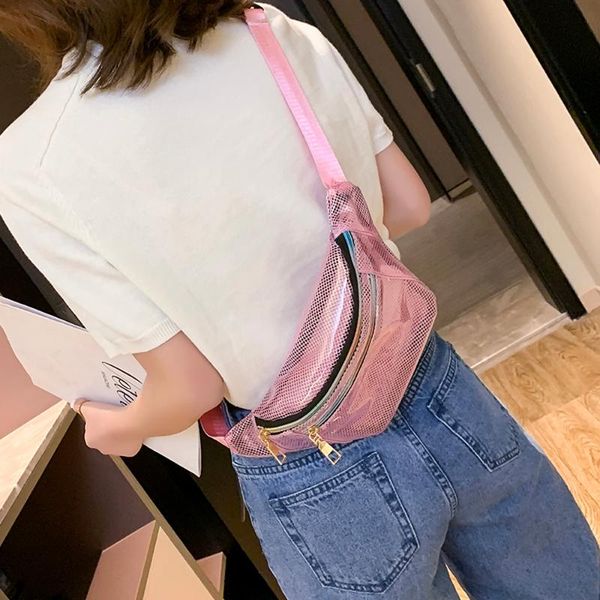 

men women clear mesh fanny pack waist bag full pvc fashion chest bag multifunction belt bum
