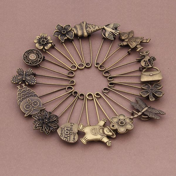 

bronze retro brooch diy animal alloy brooch fashion accessories fashion plant pin party accessories 16 style, Gray