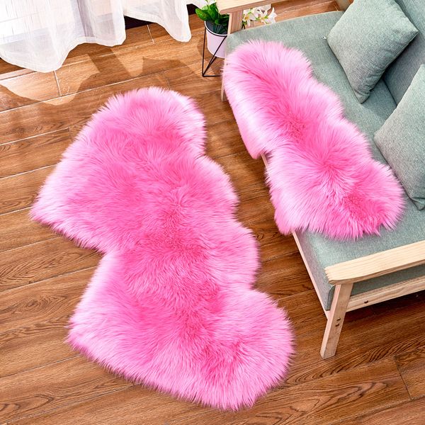 

love heart sheepskin rugs artificial wool hairy carpet faux fur floor mat shaggy plush area rug soft living room carpet bedroom