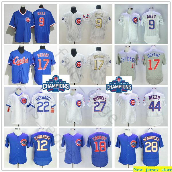 

man 2016 patch baseball 9 javier baez 12 kyle schwarber 17 kris bryant 27 addison russell 44 anthony rizzo ben zobrist jason heyward jerseys, Blue;black
