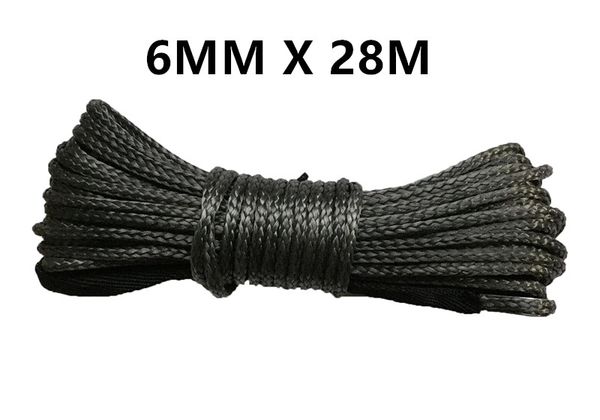 

6mm x 28m synthetic winch lines uhmwpe cable plasma rope with sheath car accessories