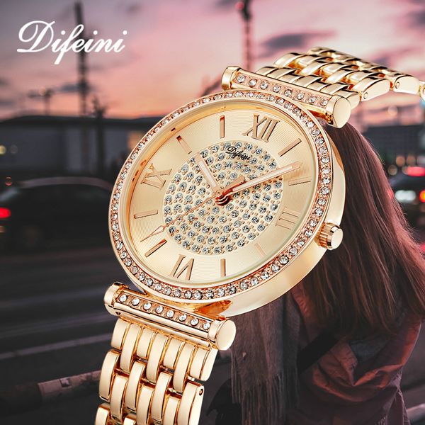 

diamond women watches tob brand fashion ladies rose gold wrist watches steel waterproof clock wifes gift, Slivery;brown