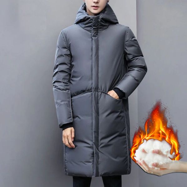 

new arrival winter long jacket cotton thick male casual fashion parkas cotton coat men brand clothing rebicoo, Black