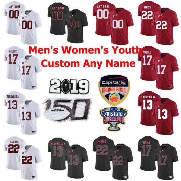 

ncaa alabama crimson tide американский футбол джерси женщин ник сабан джерси форрест гамп хулио джонс джош jacobs джо namath пользовательски, Black