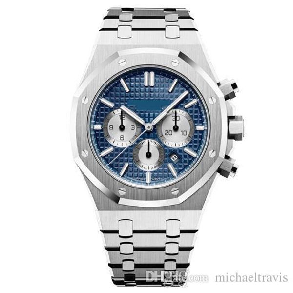 

mens watch quartz vk chronograph movement watches stainless steel sapphire glass male fashion business 42mm wristwatch, Slivery;brown